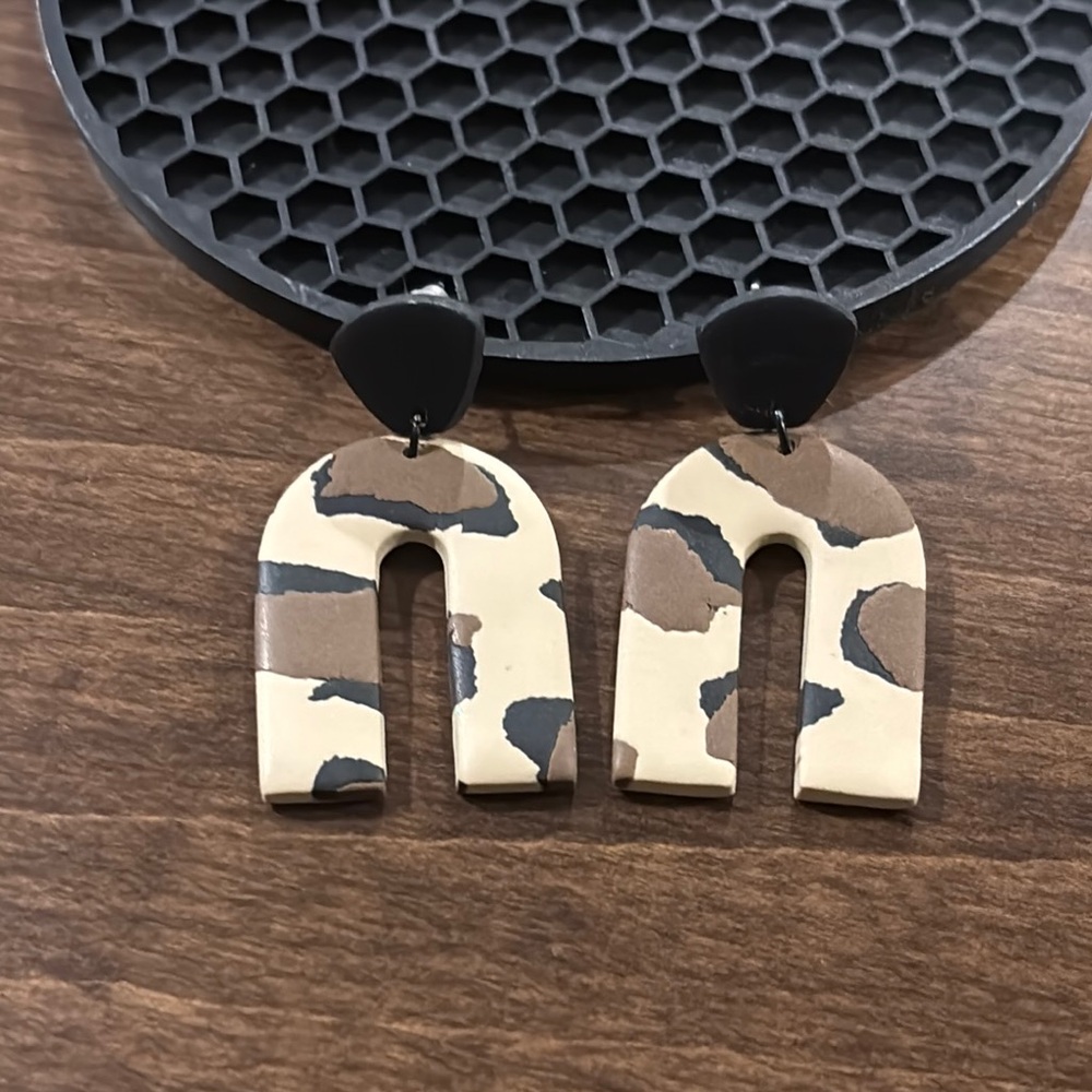 Leopard Print Arch Earrings
